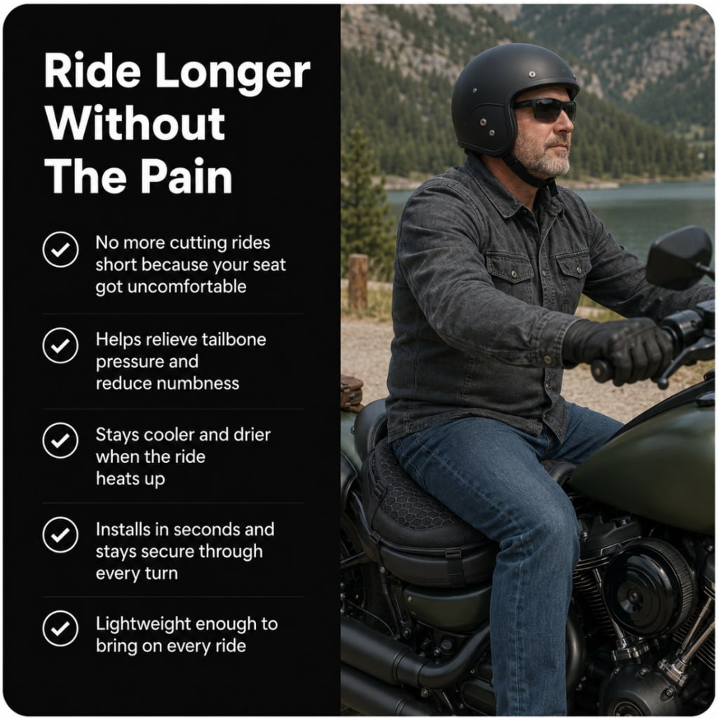 HexFlow Motorcycle Seat Cushion