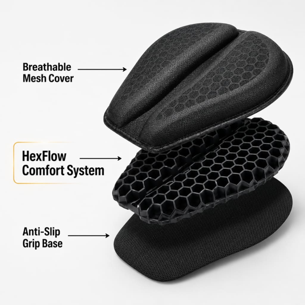 HexFlow Motorcycle Seat Cushion